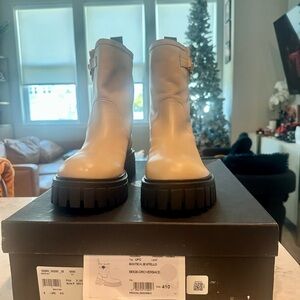 Versace Cream Biker Boots